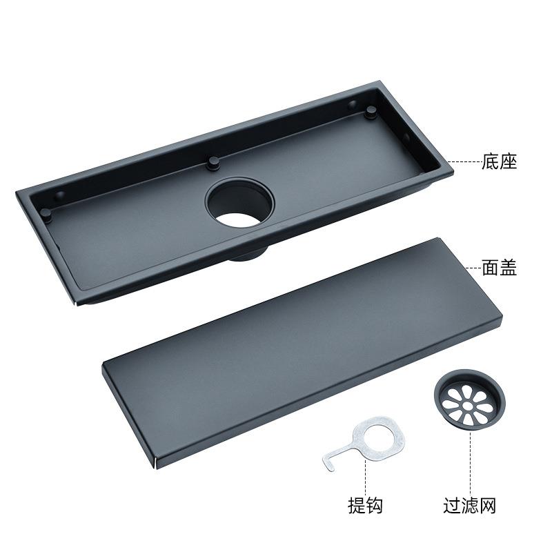 美式隐藏304不锈钢形地漏1黑色隐折边卫生间浴室地3漏防臭308M折