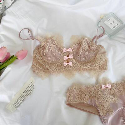 French sexy lace gathered bra set