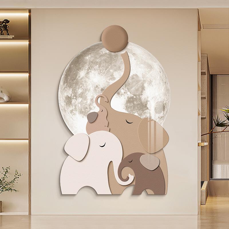 轻奢入户玄关装饰画创意造型过道墙上挂画走廊尽头高档灯画寓意好