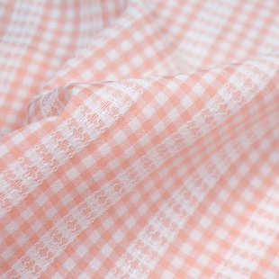 薄款连衣裙衬衫格纹面料 涤纶提花色织格子布 小清新发圈发饰布料