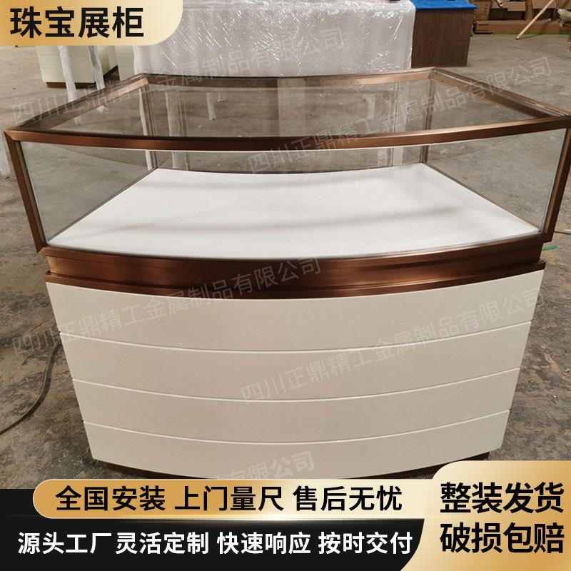 圆形珠宝首饰柜展示柜中岛玻璃展柜黄金首饰柜台木质陈列柜专卖柜