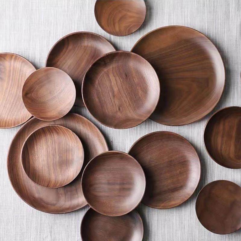 北美黑胡桃木餐具托盘整块木20cm圆形干果盘实木糕点托盘咖啡杯托,餐饮具,盘,淘宝优惠券,粉丝福利购,淘宝优惠卷