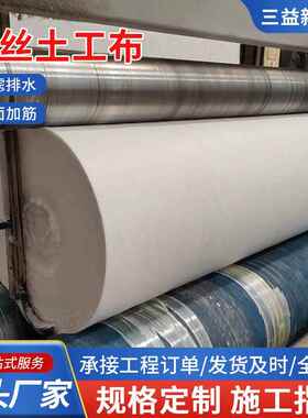 土工布短丝300g工程公路养护毯防渗过滤加筋聚酯白色长丝土工布