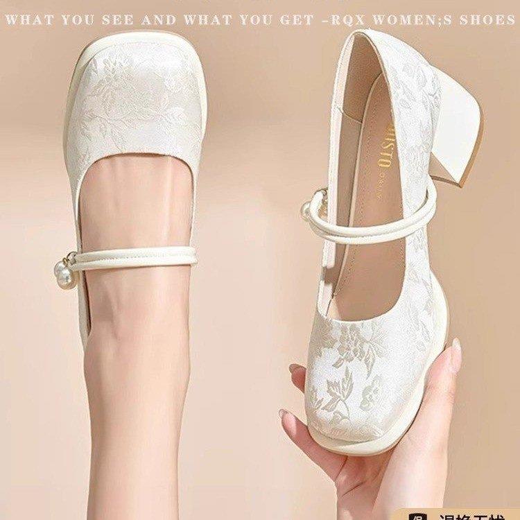 新中式国风玛丽珍高跟鞋女粗跟2025年秋季新款配旗袍裙子中跟单鞋