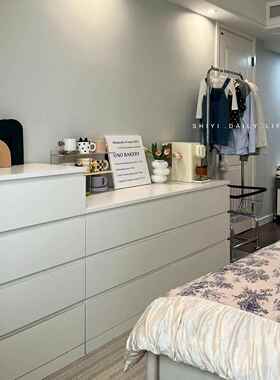 实木五斗柜收纳柜白色烤漆简约北欧六九斗柜卧室床尾抽屉柜储物柜