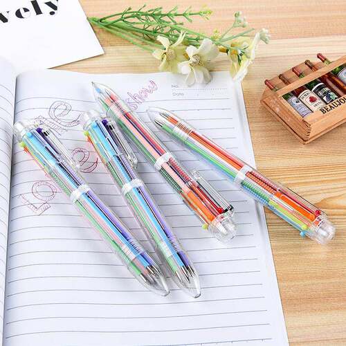 Multicolor Plastic Click Pens Gift Pens 6-Color Ballpoint Pe