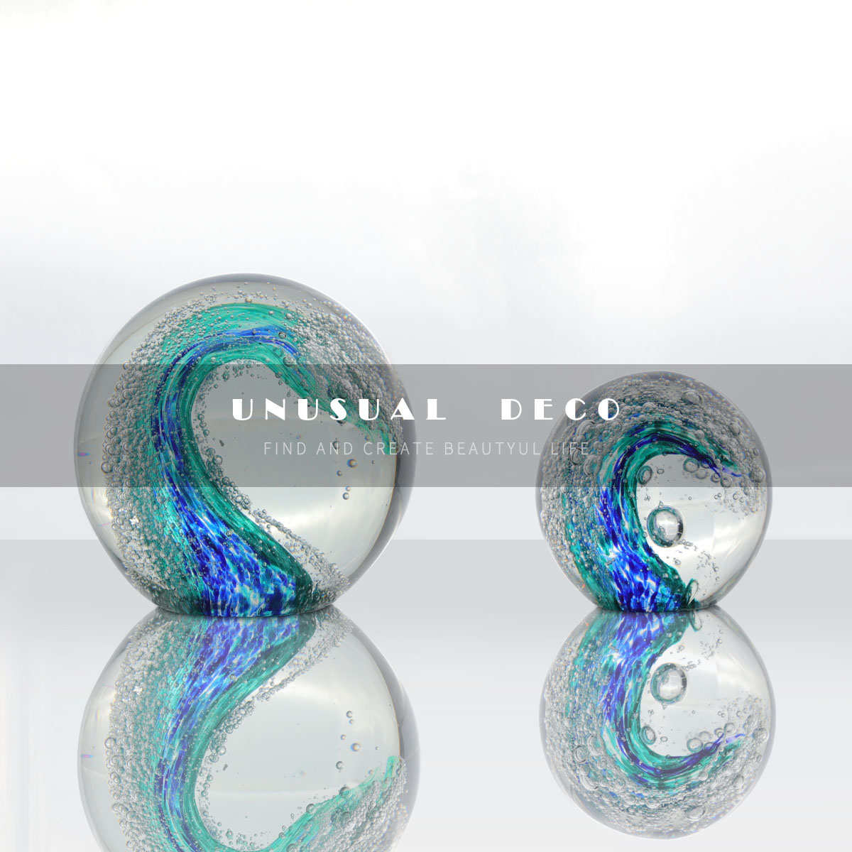 xyt极简轻奢海洋玻璃水晶球摆件琉璃工艺品客厅家居鱼缸造景装饰