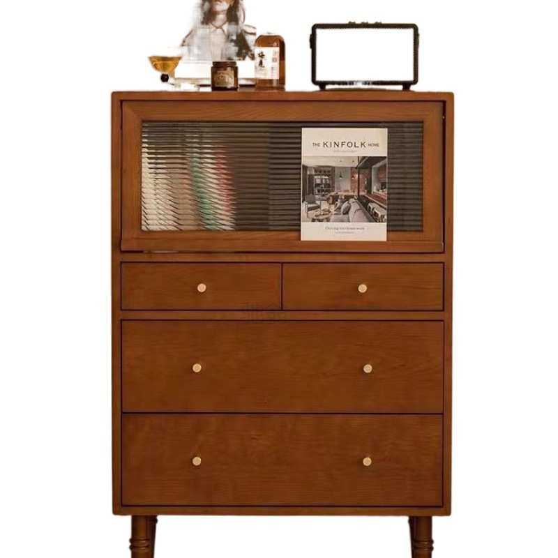 3r实木中古斗柜客厅沙发边柜杂志柜卧室复古翻门五斗柜小户型展示,住宅家具,斗柜,淘宝优惠券,粉丝福利购,淘宝优惠卷