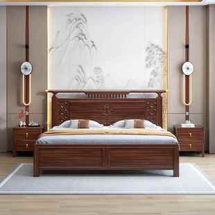 新式 乌人金木1.5YT8002实木大床主卧轻奢1婚.8双床现代简中约高箱