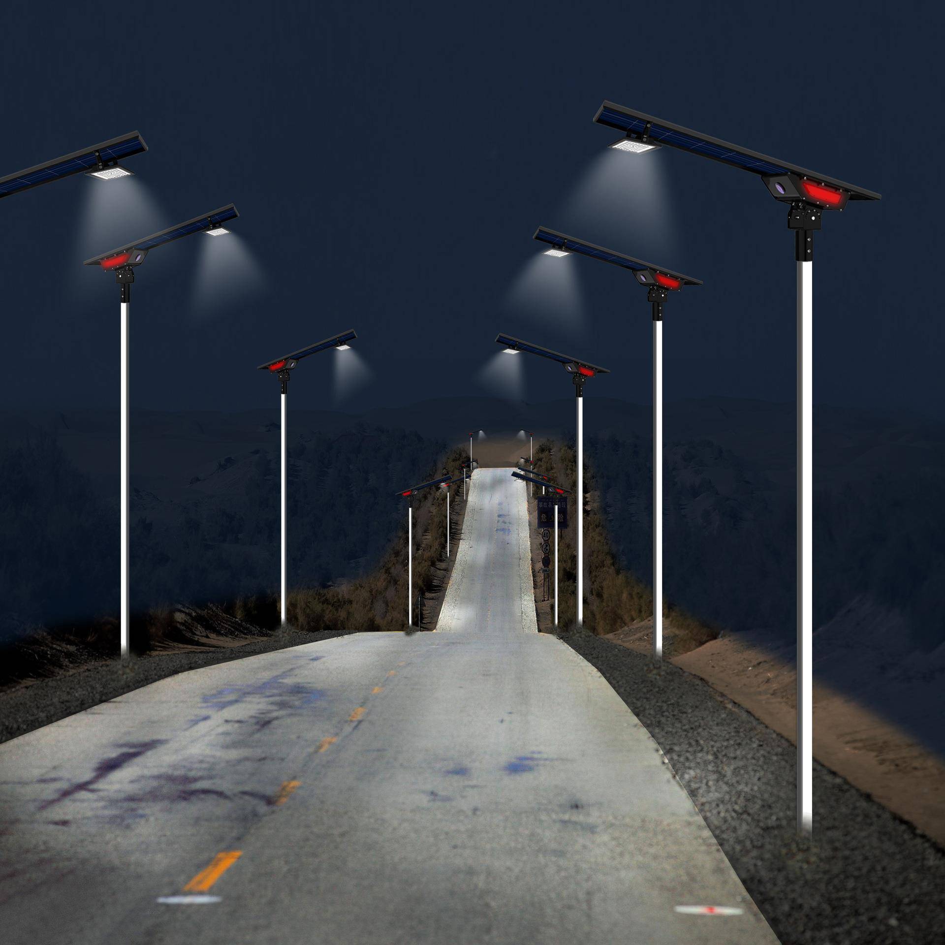 新农村户外太阳能照明灯LED两面发光高杆灯城市道路灯60w景观灯具