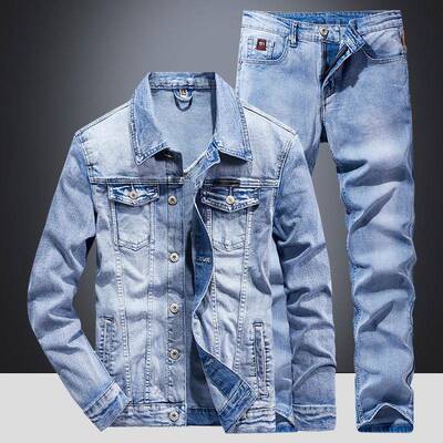 Suit Men Slim stretch Two Spring Autumn Jacket Jeans