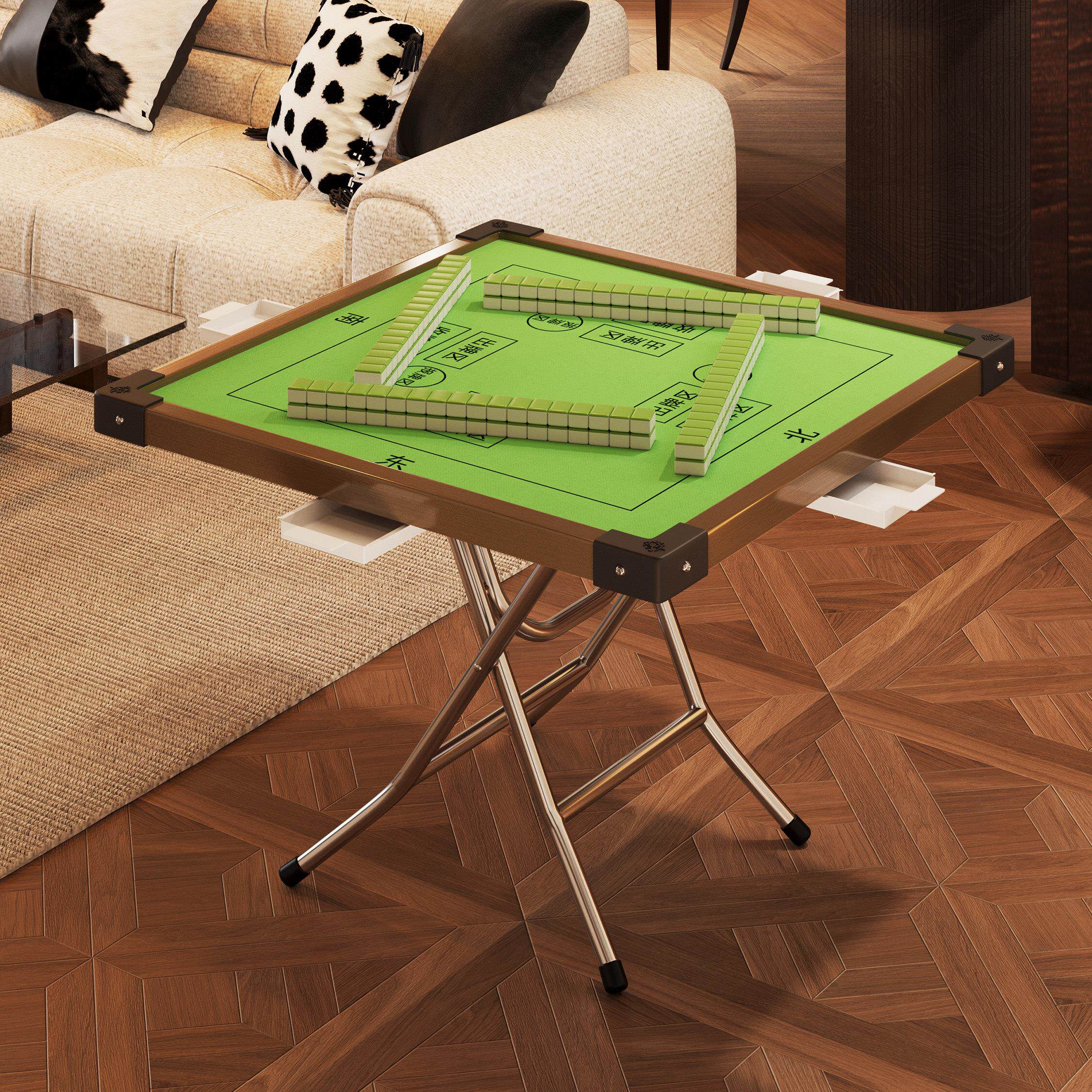 麻将桌可折叠家用小型棋牌桌子手搓简易可携式打牌桌手动棋牌掼蛋
