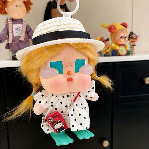 咕噜咕噜娃衣crybaby哭娃衣服10cm15cm毛绒公仔波点裙子草帽套装