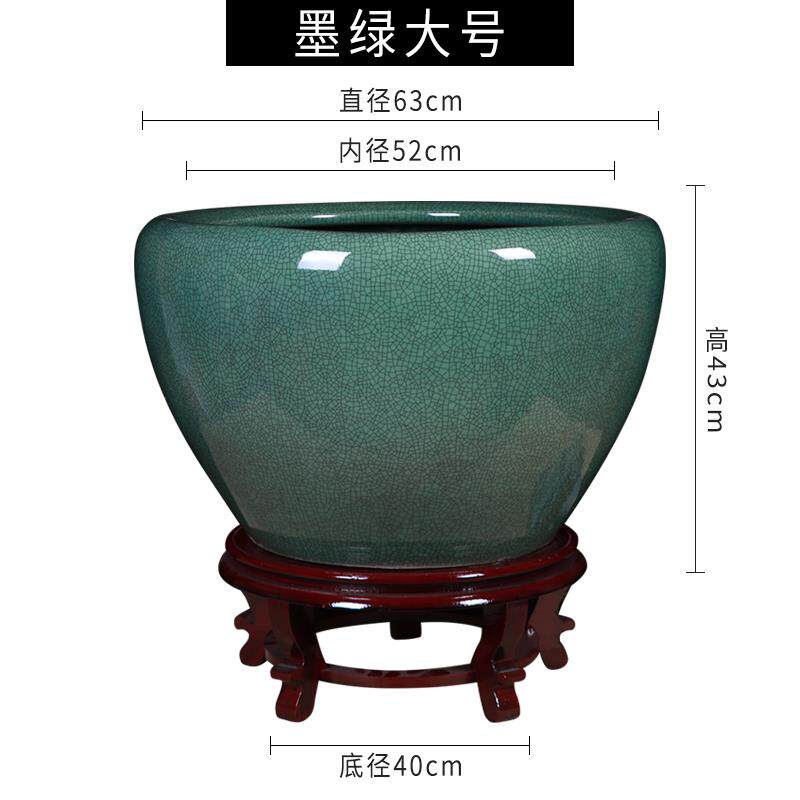 高档景德镇纯陶瓷器色开片冰裂纹荷鱼缸养鱼客盆睡莲盆花缸厅装饰