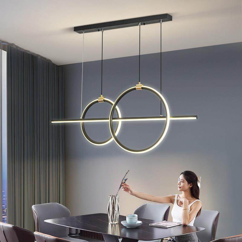 铁艺简约led餐厅灯吊灯 创意轻奢饭厅灯具装饰极简一字长条照明灯