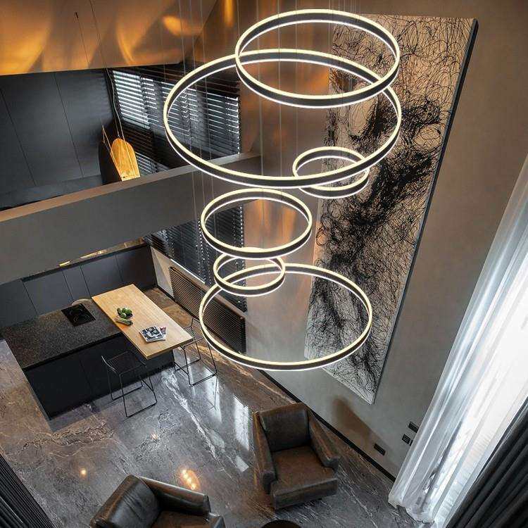 别墅复式楼中空跃层挑空现代简约轻奢高档中山客厅灯大吊灯直销