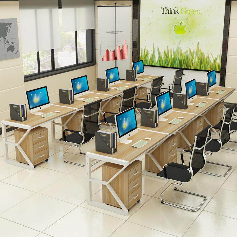 热卖职员办公桌单排员工电脑桌椅组合简约现代二人多人工作位屏风