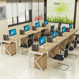 热卖职员办公桌单排员工电脑桌椅组合简约现代二人多人工作位屏风