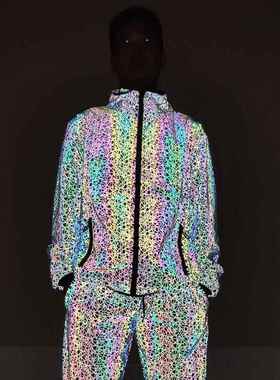 Birds Nest Pattern Colored Reflective Jacket Mens Large