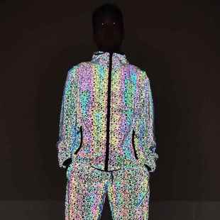 Birds Nest Pattern Colored Reflective Jacket Mens Large