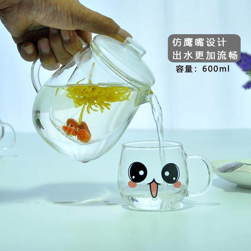 玻璃冲茶壶凉茶壶耐热加厚茶水分离花茶壶茶具套装泡茶壶五件套