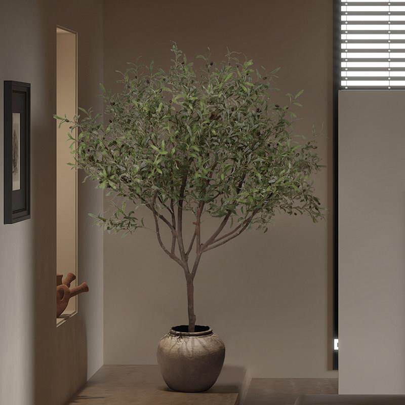 仿真绿植大型橄榄树室内高端假树仿生植物中古风落地盆栽装饰摆件