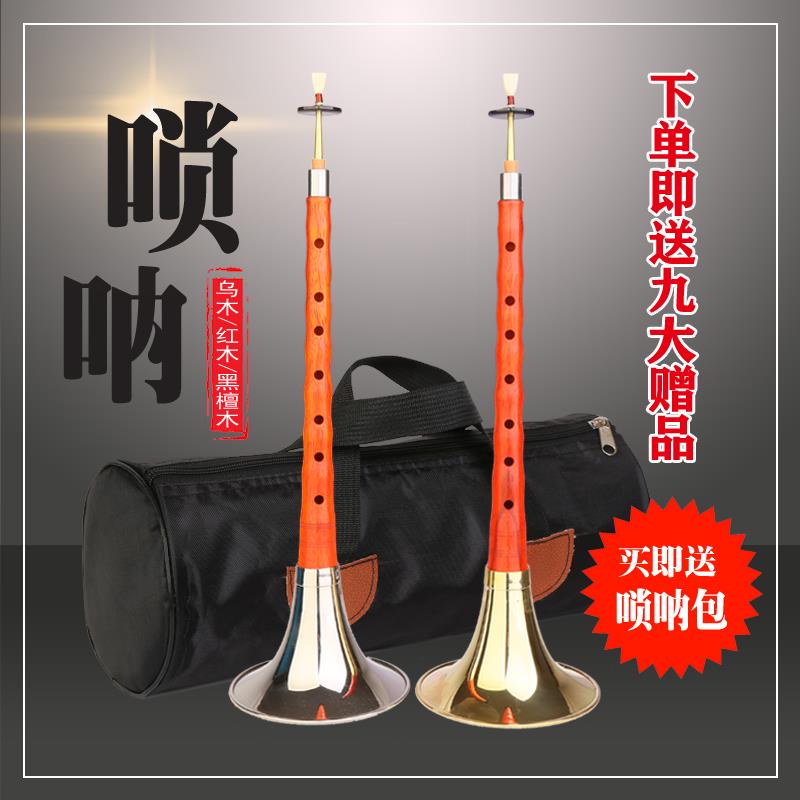 高档专业乌木唢呐乐器d乌木黑红木初学者入门成檀人D唢调呐调民间