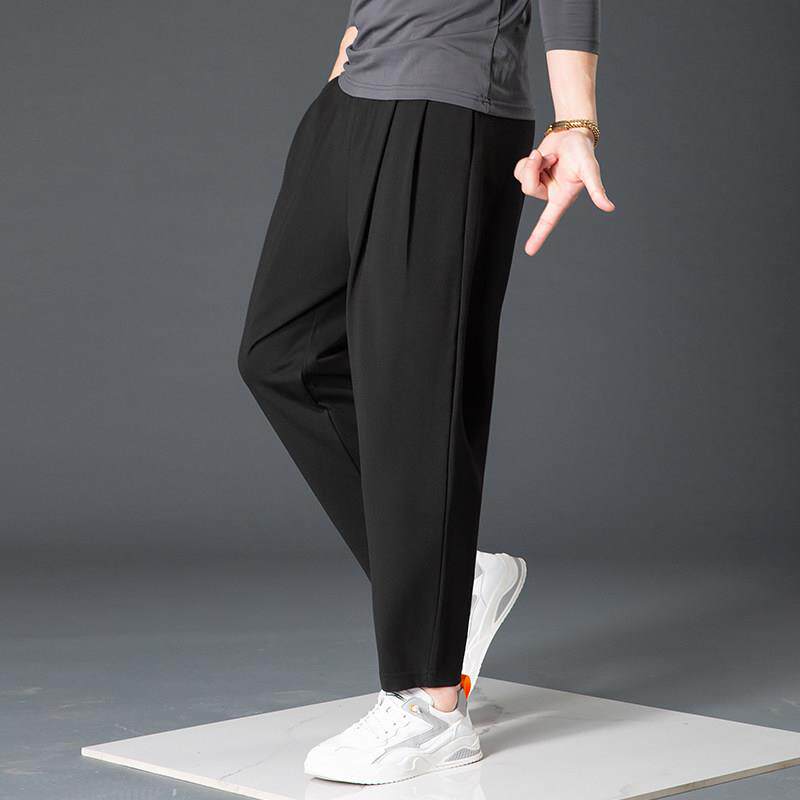 九分休闲 裤子男运动裤百搭宽松舒适垂感韩版四季款纯色小脚哈伦