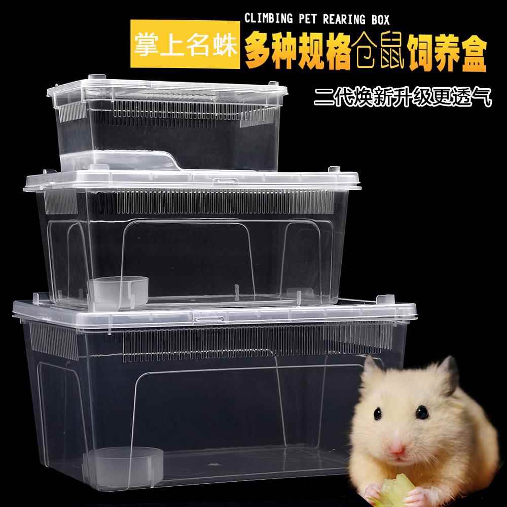 透明仓鼠笼子透明饲养盒金丝熊小窝用品花枝鼠养殖箱睡鼠外带笼