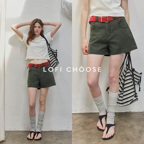 Lofi choose 复古做旧百搭牛仔短裤女夏季新款高腰宽松显瘦阔腿裤
