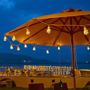 户外太阳能麻绳串灯防水露营灯串圣诞节装饰铜丝灯串庭院铜线灯球