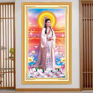 客厅手工点砖石贴画十字绣 观音菩萨佛像观世音钻石画满钻5D新款