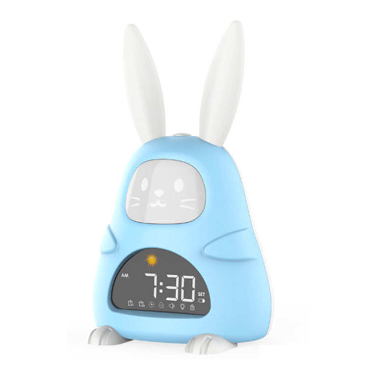 智能兔便携式训练日出数字唤醒卡通灯夜光睡眠闹钟时钟充电贪睡