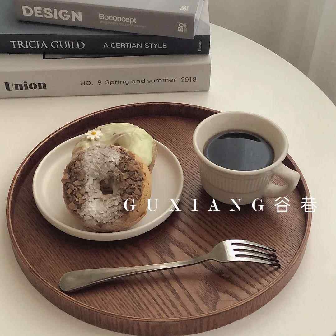 ins风木质托盘圆形日式茶盘餐盘咖啡厅甜品盘收纳盘蛋糕盘点心盘,餐饮具,盘,淘宝优惠券,粉丝福利购,淘宝优惠卷