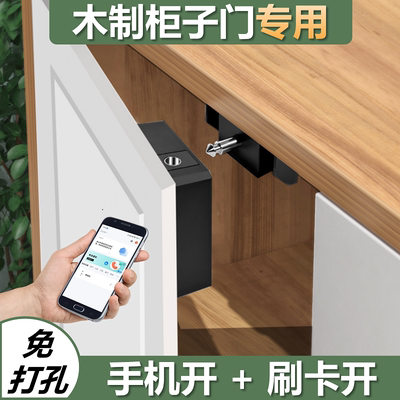 柜子锁双开柜门锁免打孔隐形锁感应锁衣柜锁储物柜锁抽屉锁刷卡锁