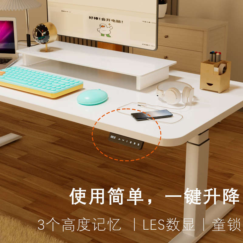 双电机电动升降桌电脑桌办公桌儿童学习桌书桌现代简约升降桌