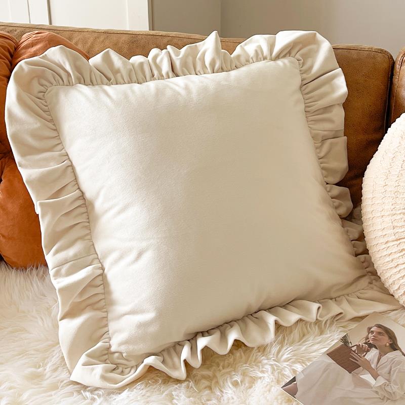 高档M.发life 高级感南瓜色 北欧ins枕床风沙抱枕抱套上飘窗靠背