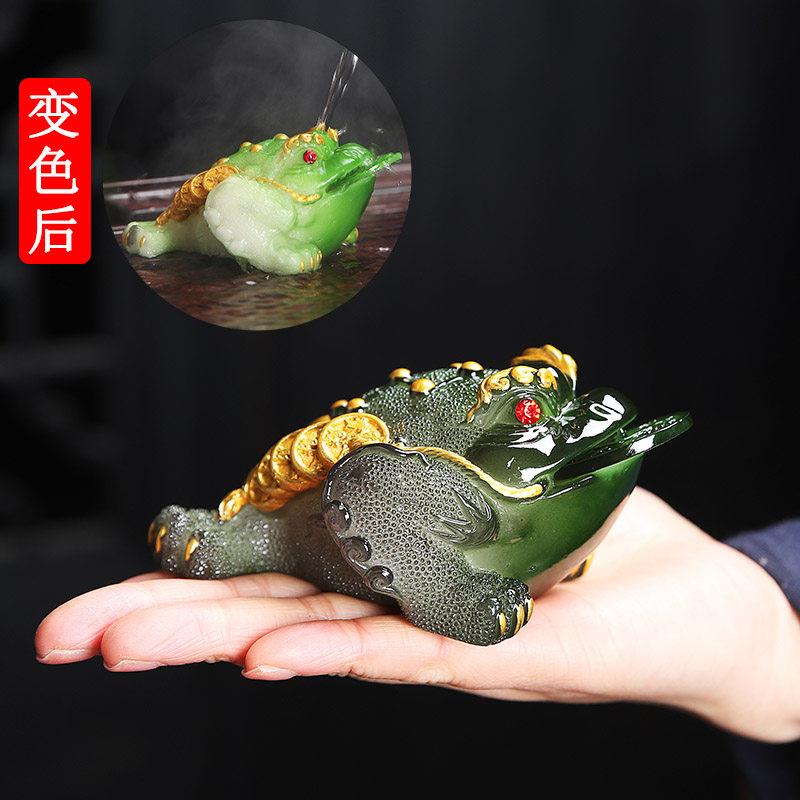 陶瓷茶宠可爱小佛禅意摆件 功夫茶具茶玩紫砂彩砂猪和尚茶道摆件