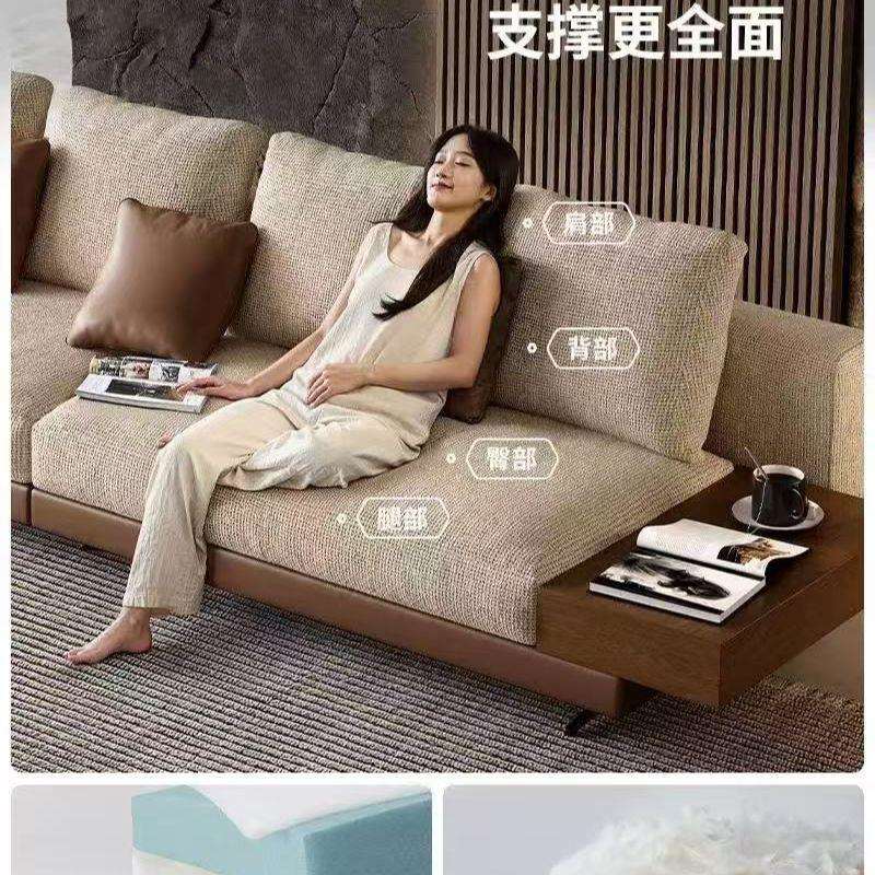 宋式美学棉麻沙发意式大小户型直排客厅别墅新中式贵妃沙发