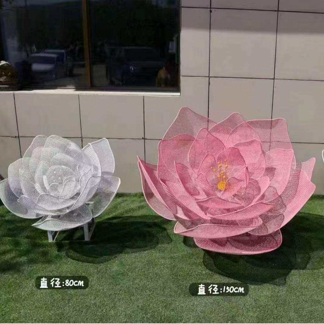 大型户外景观装饰小区摆件不锈钢花朵雕塑铁艺仿真镂空玫瑰花雕塑