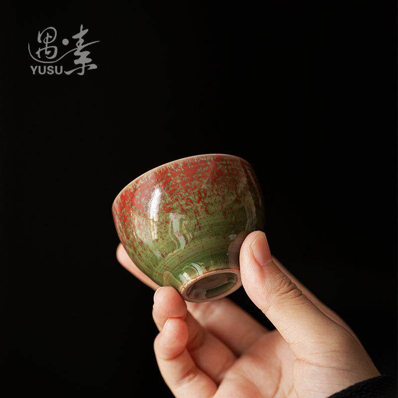 陶瓷功夫茶具茶杯家用喝茶小杯子复古粗陶小茶碗品茗杯单个主人杯