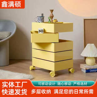 批发北欧风可旋转床头柜家用客厅沙发边柜化妆品收纳柜移动储物柜
