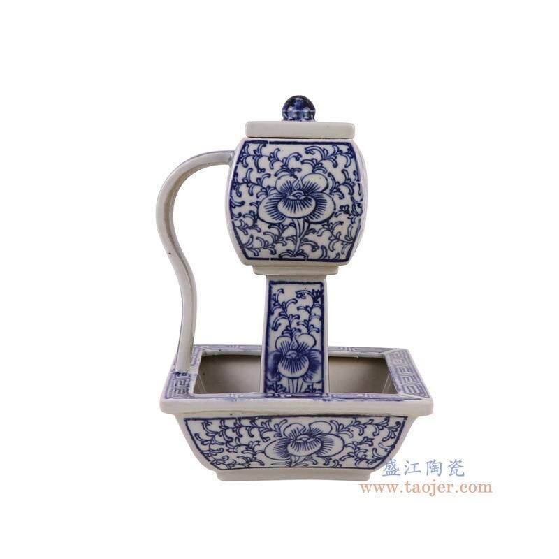 景德镇陶瓷仿古青花缠枝油壶漏斗壶家居民宿玄关博古架装饰品摆件