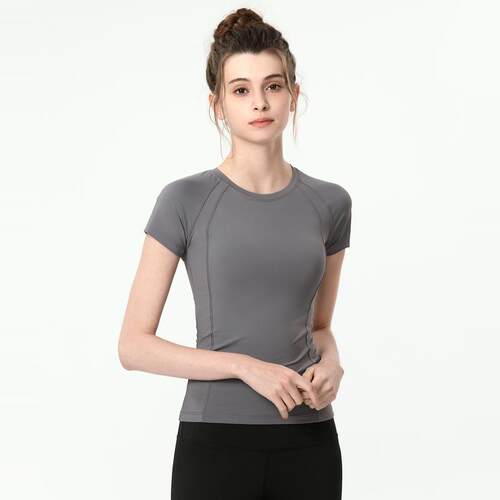 Yoga exercise top, women's fitness running short sleeved