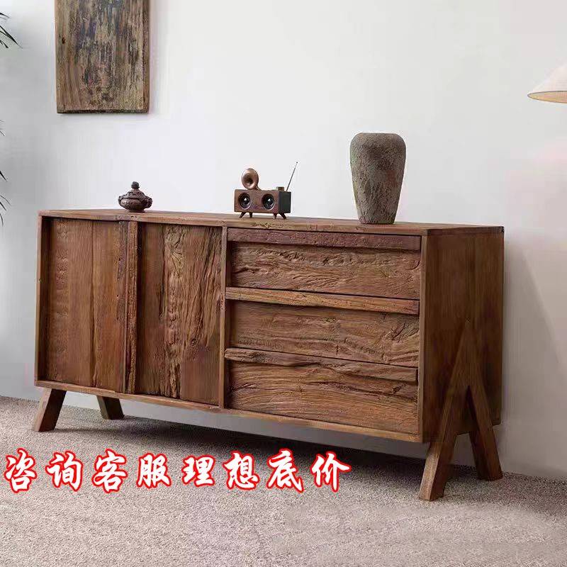 老榆木餐边柜收纳柜子老木料制作收纳方便实木边柜新中式实用定制
