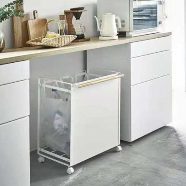 YAMAZAKI山崎实业日式移动式分类垃圾架挂垃圾袋挂架多功能收涛森