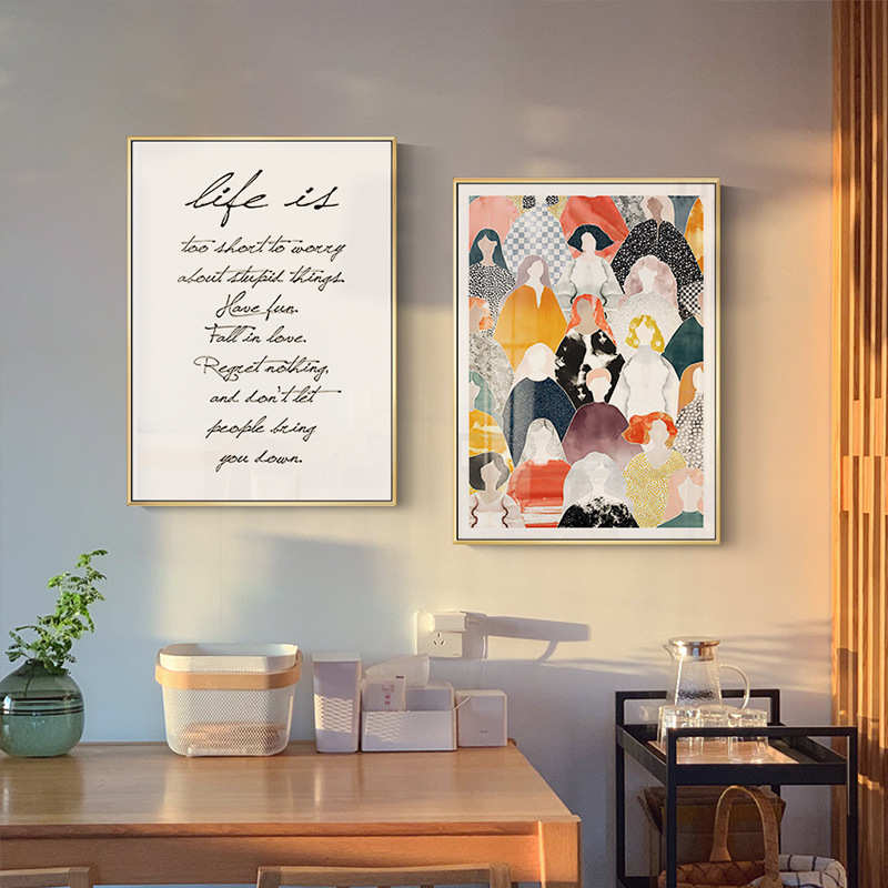 色巧莫兰迪色几何建筑壁画玄关卧室床头画餐厅挂画北欧客厅装饰画图片