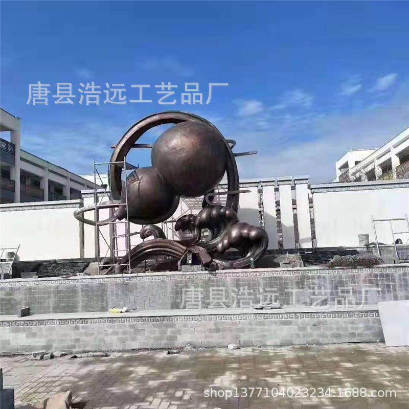 紫铜葫芦工艺品摆件 旅游区景观园林流水壶雕塑摆件 纯铜器艺术品