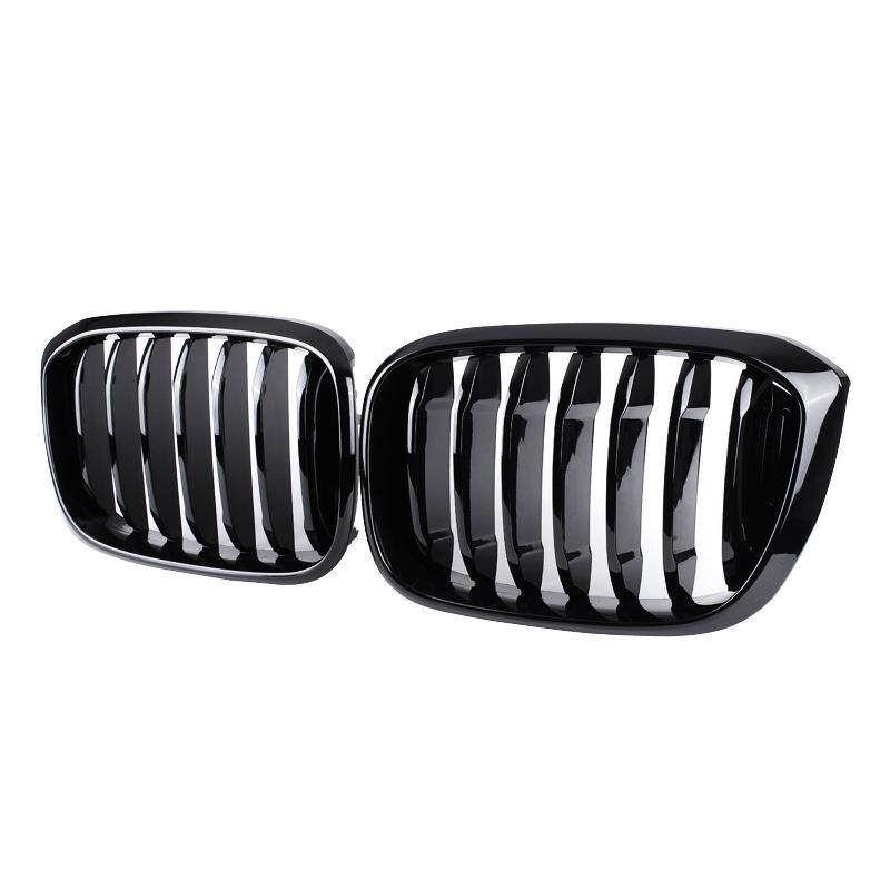 适用宝马新X3X4G01G02改装单双线款亮光亚光黑中网前进气栅格