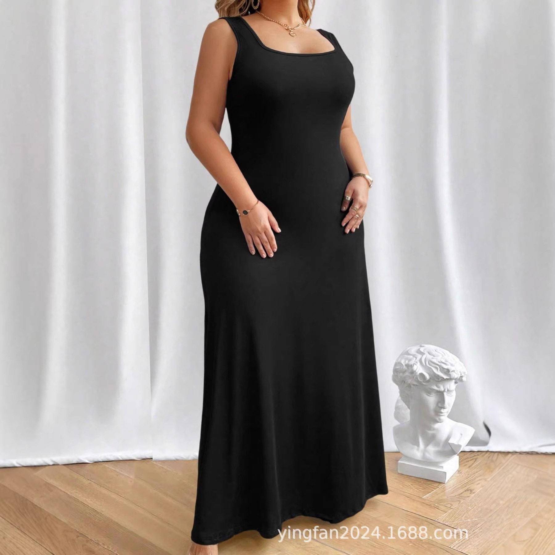 Plus Size Women's Dress Ultra Long Sleeveless Casual Wear图片